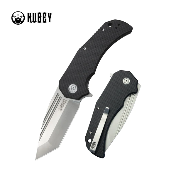 Nóż składany Kubey Bravo One Tanto Black G10, Beadblasted AUS-10 by Mikkel Willumsen (KU318A)