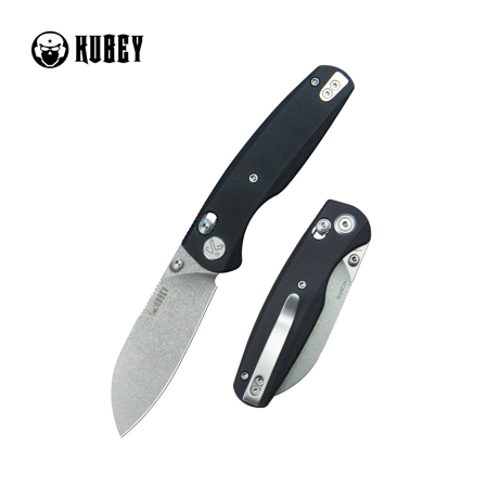 Nóż składany Kubey Breeze Black G10, Stonewashed 14C26N by Caleb Waldman (KU288A)