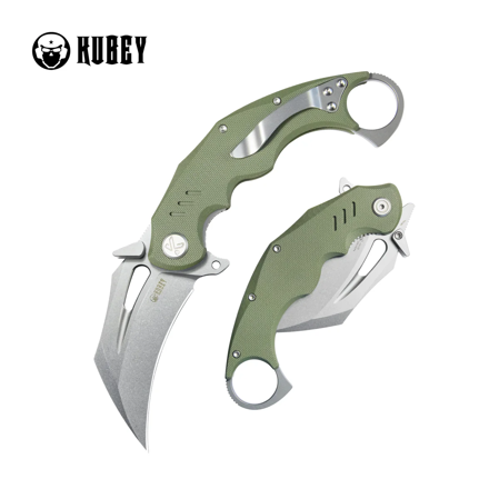 Nóż składany Kubey Wrath Green G10, Beadblasted 14C26N by MUZI Design (KU261B)