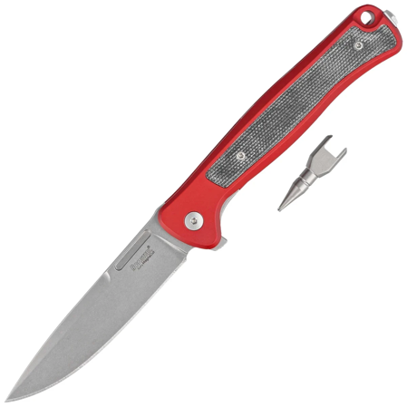 Nóż składany LionSteel Skinny Red Aluminium/Black Canvas Micarta, Stonewashed MagnaCut by Molletta (SK01A RS)