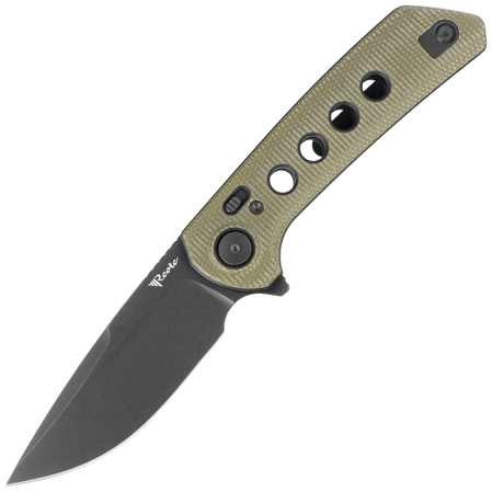 Nóż składany Reate PL-XF-4 Green Micarta/Black G10 Inlay, Black PVD Nitro-V