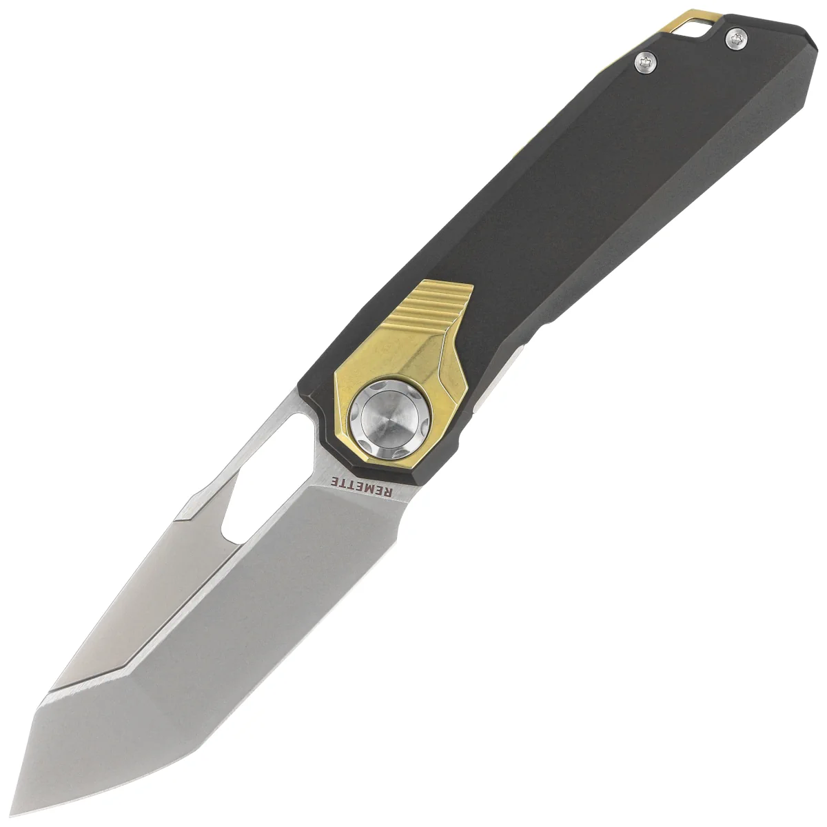 Nóż składany Remette Peregrine Falcon Brown / Gold Titanium, Hand Grinding Pearlescent M390 (RTT1-B)