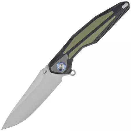 Nóż składany RikeKnife Tulay Integral Black G10 / OD Green G10 Inlay, Satin 154CM (TULAY-BOG)