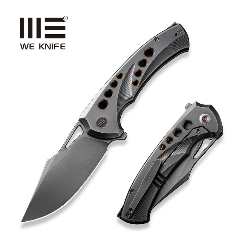 Nóż składany We Knife Swiftfin Polished Gray/Dark Golden Titanium, Polished Gray CPM 20CV (WE23051-3)