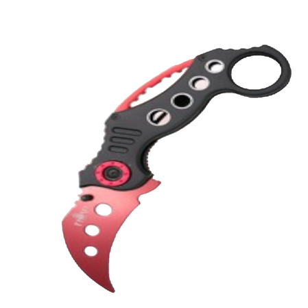 Nóż treningowy składany Third Karambit Black Aluminium, Red Anodized Aluminium (K7104)