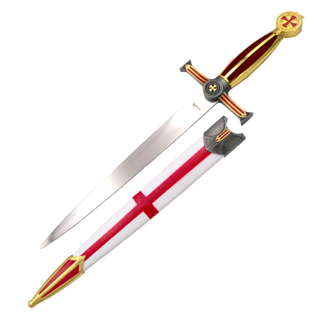 Sztylet templariuszy Decor Habitat Templar Dagger Gold/Red ABS, Satin (10825R)